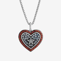 Features: Quick ShipCharacter: Captain AmericaDiamond Clarity: I2-I3Jewelry Closure: Spring Ring ClaspSetting: ProngShape: HeartStone Cut: RoundDiamond Color: I-JMetal Color: WhiteChain Length: 18 InchChain Gauge: 018Pendant Length: 14.8mmPendant Width: 17.4mmRounded Carat Weight: Less Than 1/10 Ct.t.wChain Construction: BoxCare: Wipe CleanStone Type: 1 Natural Diamond, 32 Genuine Garnet, 26 Genuine Blue TopazAuthenticity: Genuine StoneMetal: Sterling SilverNecklace Type: Pendant NecklacesCountr Valentine's Day Heart Pendant Necklace With Brilliant Cut, Valentine's Day Birthstone Heart Pendant Necklace, Red Heart Pendant Jewelry With Diamond Accents, Red Gemstone Heart Pendant Necklace, Heart-shaped Garnet Jewelry For Valentine's Day, Sterling Silver Heart, Red Garnet, Type 1, Silver Heart