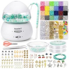 the bead art kit includes many different beads and accessories