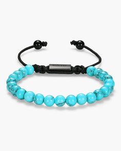 Our Turquoise Beaded Bracelet is the versatile accessory you've been looking for. This men's turquoise beaded bracelet has turquoise beads, black details, and an adjustable fit. The perfect choice for easy gifting! Turquoise Bead Bracelet, Black Bracelet, Mens Beaded Bracelets, Black Bracelets, Turquoise Beads, Turquoise Jewelry, Bracelet Sizes, You've Been, Beautiful Bracelet