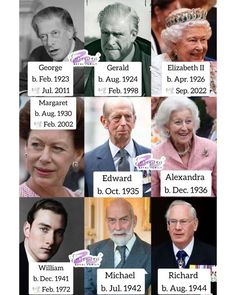 an image of the royal family from different times in their life time and age, including queen elizabeth, prince edward, princess elizabeth