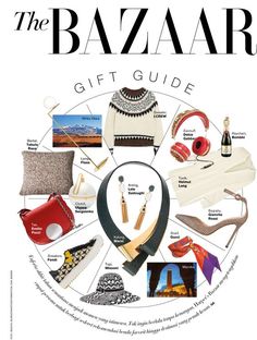 the bazaar gift guide is shown with many items and accessories in it's center