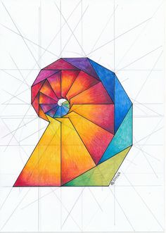 a drawing of a colorful object on paper