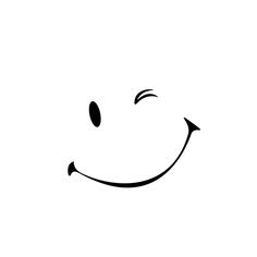 a black and white drawing of a smiling face