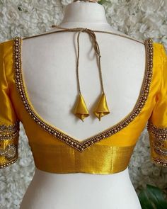 Yellow Blouse Designs, Latest Bridal Blouse Designs, Maggam Work Blouse