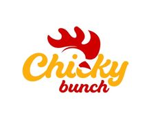 the logo for chicky brunch is shown in red, yellow and orange