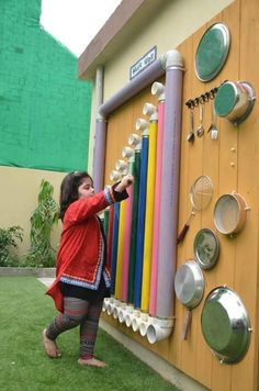 Sensory Music Wall, Outside Music Wall, Music Wall Preschool, Music Corner Preschool, Musical Playground, Music Garden, Outdoor Learning Spaces, Kids Backyard Playground, Music Corner