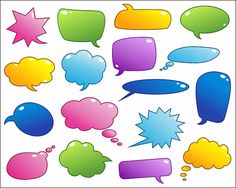 a collection of different colored speech bubbles