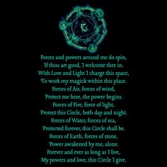 a poem written in green on a black background with an image of a clock and the words forces and powers around me do spin