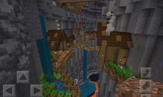 an image of the inside of a minecraft building with lots of trees and rocks