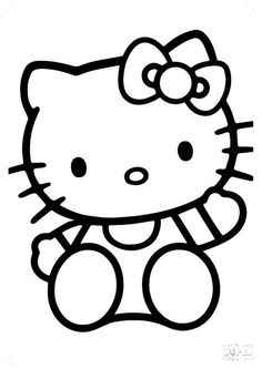 the hello kitty coloring page is shown in black and white