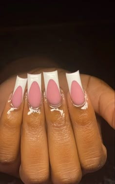 Classic French Tip, Pink Tip Nails, Acrylic Nails Designs, Glow Nails