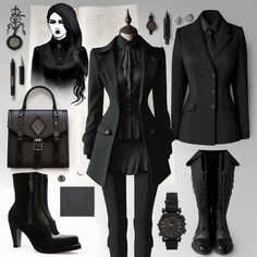 Gothic Chic Fashion, Edgy Work Outfits, Corporate Attire, Goth Style, Corporate Outfits, All Black Outfit, Gothic Outfits, Goth Outfits