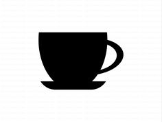 a black and white coffee cup with saucer on the side, silhouetted against a white background