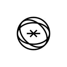 a black and white image of a cross in the center of a circle with two intersecting lines