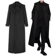 Double Breasted Mid Long Trench Coat Jacket Over Knee Length Men Overcoat Spring Item description Brand Unbranded Department Men Outer Shell Material Polyester Size Type Regular Style Overcoat Type Jacket Chest Size 36-38 in Collar Style Lapel Collar Country/Region of Manufacture China Handmade No MPN Does not apply Season Fall,spring,winter Year Manufactured 2010-2019 Closure Button Features Collared Insulation Material Polyester Lining Material Polyester Occasion Casual Pattern Solid Performan Luxury Black Formal Peacoat, Dress Coats For Men Classy, Luxury Formal Peacoat With Notch Lapel, Luxury Traditional Long Bandhgala Coat, Luxury Bandhgala Long Coat For Winter, Long Black Trench Coat, Military Shoes, Black Trench Coat, Fur Clothing