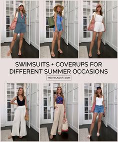 6 Swimsuit and Coverup Outfits for Summer - Merrick's Art Swim Cover Up Outfit, Swimsuit Coverup Outfits, Europe Street Style, Swim Cover Up Pants, Madewell Sunglasses, Europe Street, Merricks Art, Pool Dress, Pool Outfits