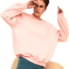 Cozy-Cute & Versatile Enough To Pair With Anything In Your Closet. This Perfect Oversized Layer Features Ribbed Trim And An Embroidered Daisy Logo. Self: 78% Cotton, 22% Polyester Oversized Sweatshirt Classic Silhouette Long Blouson Sleeves Contrast Ribbed Knit Trim At Neckline, Sleeves And Hem Daisy Embroidered Logo At Chest Heavy-Weight Brushed Jersey With Fleece Interior Machine Wash Cold Do Not Tumble Dry Lay Flat To Dry Pink Long Sleeve Comfy Top, Comfy Long Sleeve Pink Tops, Sporty Pink Sweats For Spring, Comfy Oversized Pink Top, Pink Cozy Fit Sweater For Loungewear, Pink Trendy Sweats For Spring, Comfy Pink Tops For Spring, Pink Cozy Fit Casual Sweatshirt, Pink Casual Cozy Fit Sweatshirt