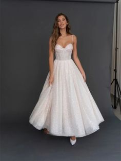 White Gown With Sweetheart Neckline, Tea Length Cocktail Dresses, Civil Wedding Dress, Sparkle Wedding Dress, Long Cocktail Dress, Sparkle Wedding, فستان سهرة, Women's Evening Dresses, Elegant Dresses For Women