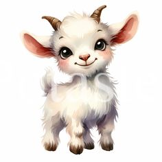 a little goat with horns standing on its hind legs