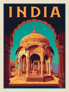 an image of india travel poster with the word india on it's front cover