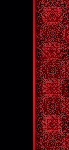 a red and black background with an ornate design