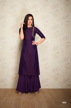 Kurti Palazzo, Embroidered Kurti, Palazzo Suit, Fancy Kurti, Kurti Neck Designs, Party Kleidung, Simple Pakistani Dresses