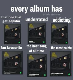 an advertisement for the album'every album has got popular underrated addings to the best song of all time '