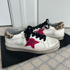 Barely Worn, Pink And Cheetah Print Sneaker Pink And Cheetah Print, Golden Goose Superstar, Print Sneakers, Golden Goose, Cheetah Print, Size 7, Womens Sizes, Women Shoes, Sneakers