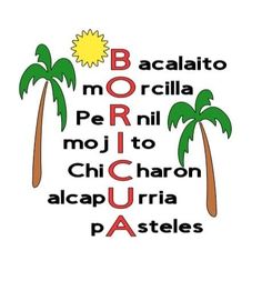 three palm trees with the words acalaito, morrill, moji to chicam