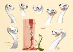 an image of different types of snakes in various positions and sizes on a beige background