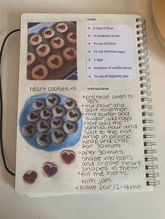 a recipe book with pictures of heart cookies