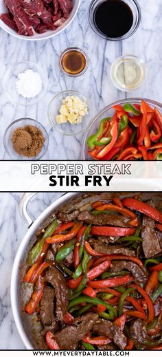 the ingredients for stir fry are shown here