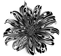 an abstract black and white flower on a white background