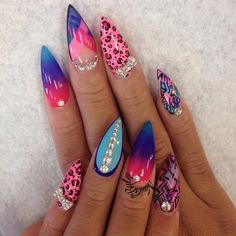 Nails Funky Nail Art, Colorful Nail, Get Nails, Beautiful Nail Designs, Hot Nails, Unique Nails, Beautiful Nail Art, Funky Nails