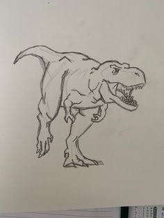 a pencil drawing of a t - rex