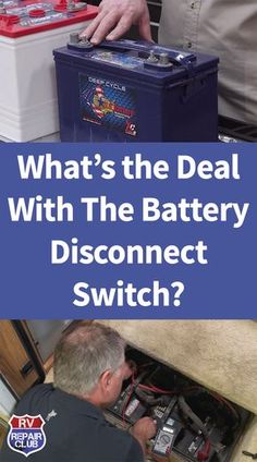 a man working on an electrical device with the words what's the deal with the battery discomer switch?