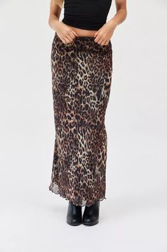 UO Leopard Print Mesh Maxi Skirt | Urban Outfitters