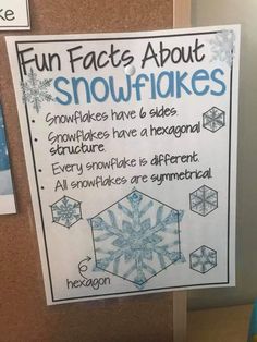 a bulletin board with snowflakes on it and instructions for how to use them