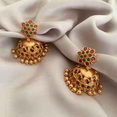 Dahlia Antique Jhumka Earrings Brass, Earrings, Festive Wear, Free Size, Gold, Gold Plated, Re-polishable, Solids Kamakhyaa Antique Jhumka, Desi Jewelry, Gold Jhumka, Jhumka Designs, Gold Jhumka Earrings, Irish Culture, Sustainable Clothing Brands, Handmade Earring, Seat Design