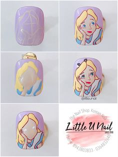 Disney Nail Designs Princesses, Princess Nail Designs, Judy Nails, Disney Princess Nail Art, Soft Pink Nails, Pop Art Nails