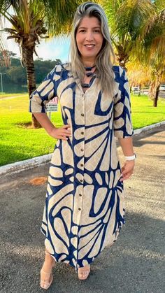 Mode Prints, Button Front Shirt Dress, Cotton Blends Dress, Loose Fitting Dresses, Printed Shirt Dress, Style Maxi Dress, Types Of Dresses, Print Shirt, Spring Dresses