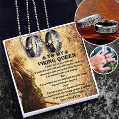 Couple Rune Ring Necklaces - My Viking Queen - I'd Find You And I'd Choose You - Gndx13002 Viking Bride, Rune Ring, Viking Queen, Viking Mythology, Id Choose You, Viking Wedding, Vikings Gifts, Viking Costume, Walk In Love