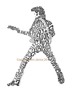 a black and white drawing of a person holding a tennis racket with words all over it