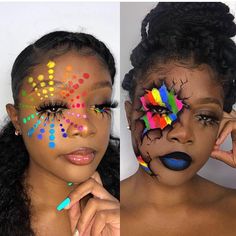 Paint Splatter Makeup, Makeup Artistique, Fantasy Make-up, Make Up Designs, Pride Makeup, Face Paint Makeup, Face Art Makeup, 2019 Makeup, Rave Makeup