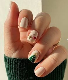 Beige Nails Design, Christmas Nail Ideas, Santa Nails, Christmas Nail Stickers, Cute Christmas Nails, Christmas Gel Nails, Striped Nails