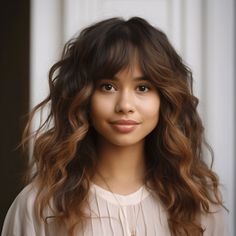 Curls with Long Curtain Bangs Long Curtain Bangs, Choppy Bob Hairstyles For Fine Hair, Permed Hair, Braided Bangs, Choppy Bob Hairstyles, Choppy Bob, Choppy Hair, Wedding Vow, Vibe Check