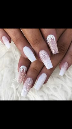 Christmas Nail Art Designs, Winter Nail Designs, Pink Nail, Xmas Nails