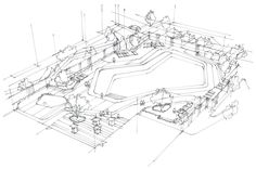 an architectural drawing of a swimming pool