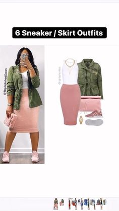 Pencil Skirt Outfits With Jordans, Simple Skirt Outfits, Pencil Skirt Casual Outfit, Pink Skirt Outfit Ideas, Pink Pencil Skirt Outfit, Modest Skirt Outfits, Skirt Outfits Casual, Pencil Skirt Outfits Casual, Casual Chic Outfits