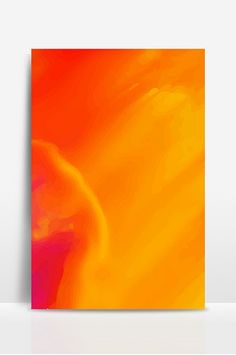 an orange and yellow painting on a white wall